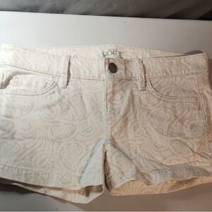 LOFT Women's Patterned Cream Jean Shorts